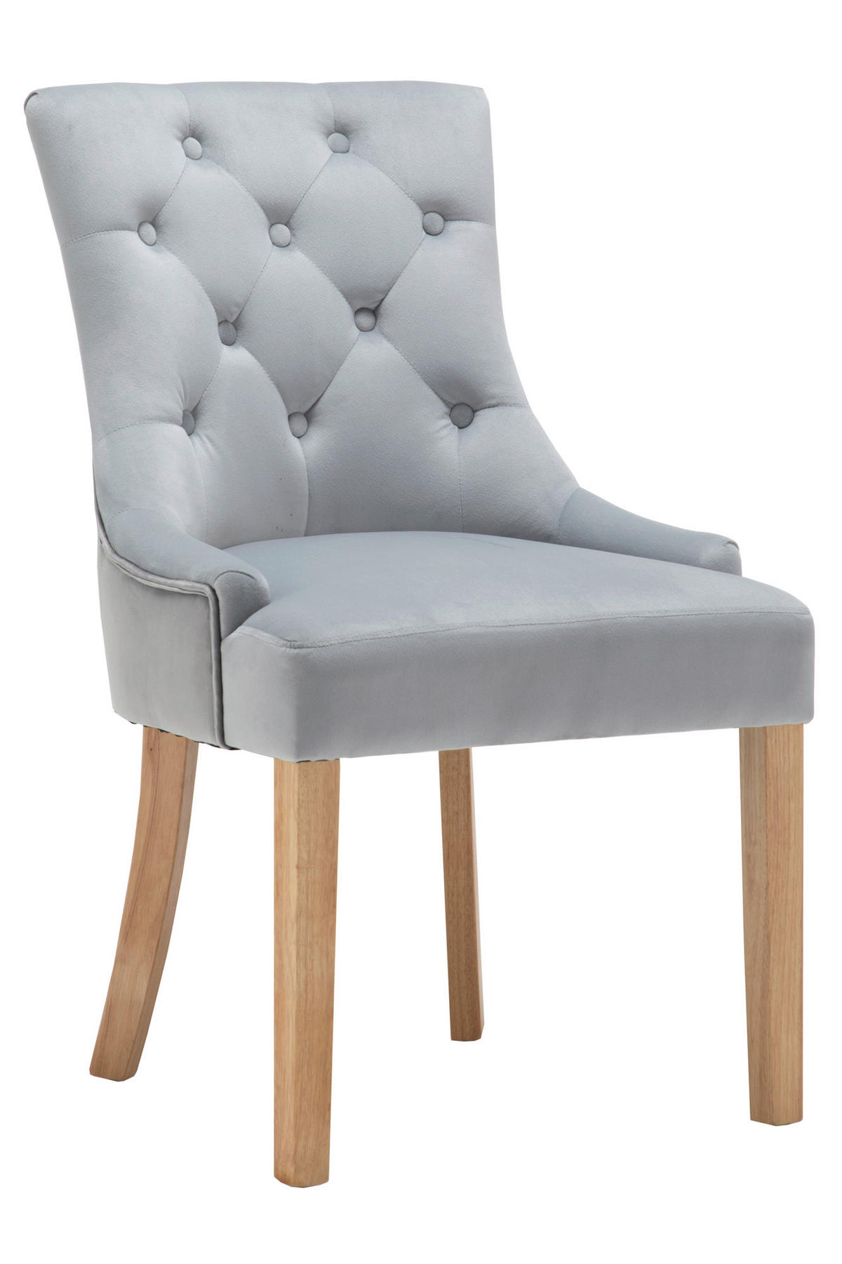 STUHL-SET 2 Stück  in Samt Holz, Textil  - Hellgrau/Naturfarben, Design, Holz/Textil (56/91/63cm) - Livetastic