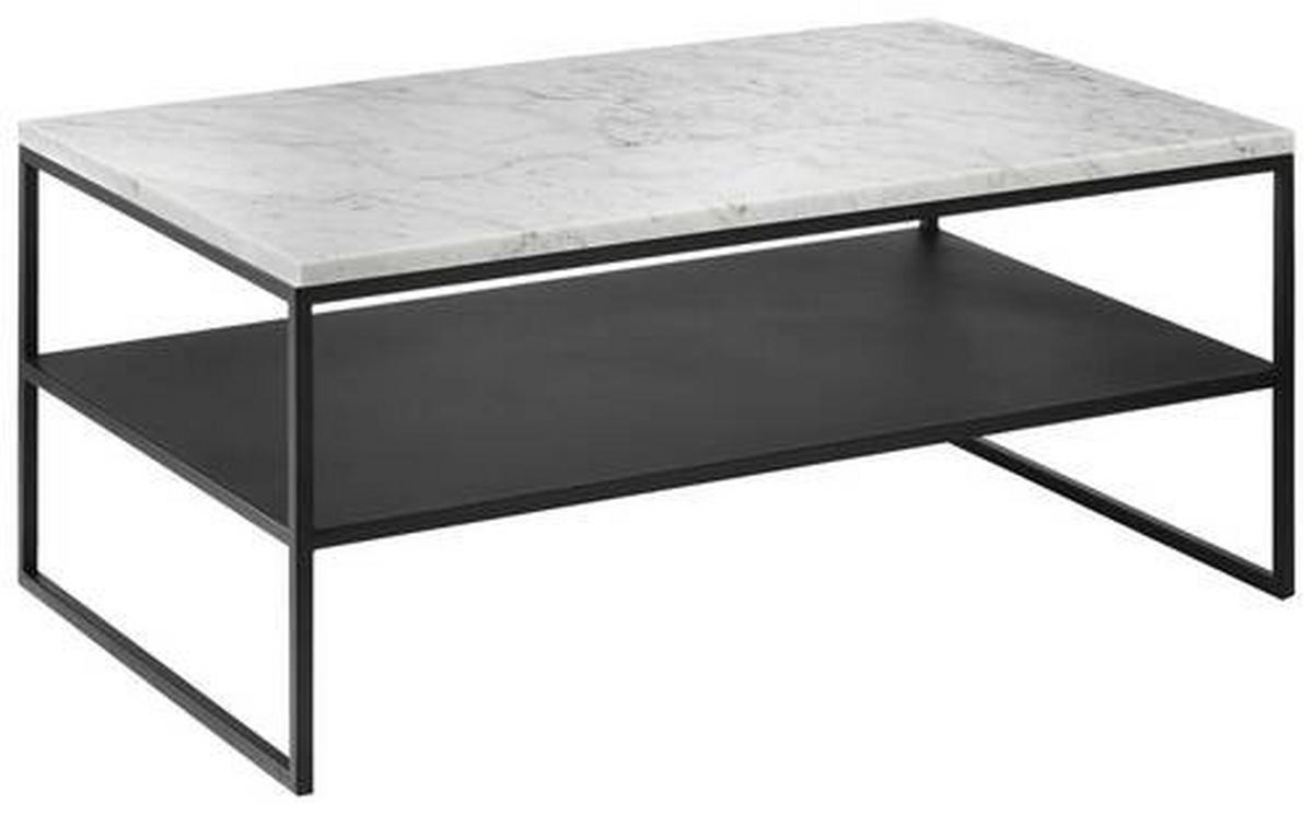 COUCHTISCH 100/60/41 cm rechteckig Schwarz, Weiß  - Schwarz/Weiß, Design, Stein/Metall (100/60/41cm) - Johann Jakob