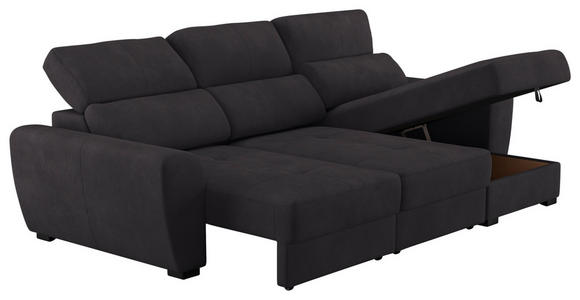 ECKSOFA in Mikrofaser Schwarz  - Schwarz, KONVENTIONELL, Kunststoff/Textil (285/177cm) - Carryhome