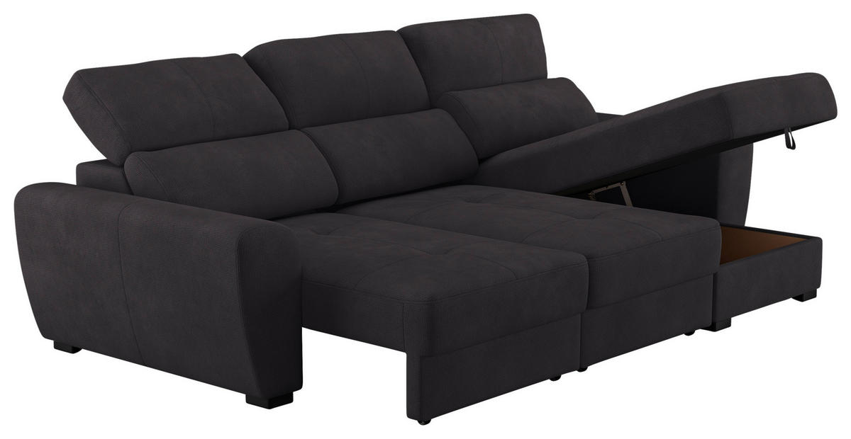 Freisteller von Carryhome ECKSOFA Schwarz Mikrofaser.
