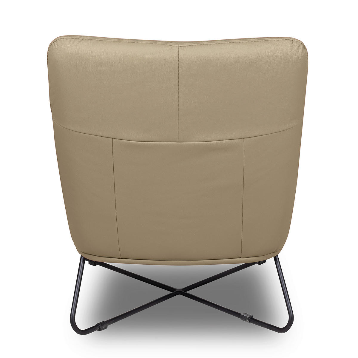 SESSELSET Echtleder Hocker    - Hellgrau/Schwarz, Design, Leder/Metall (67/87/74cm) - Livetastic