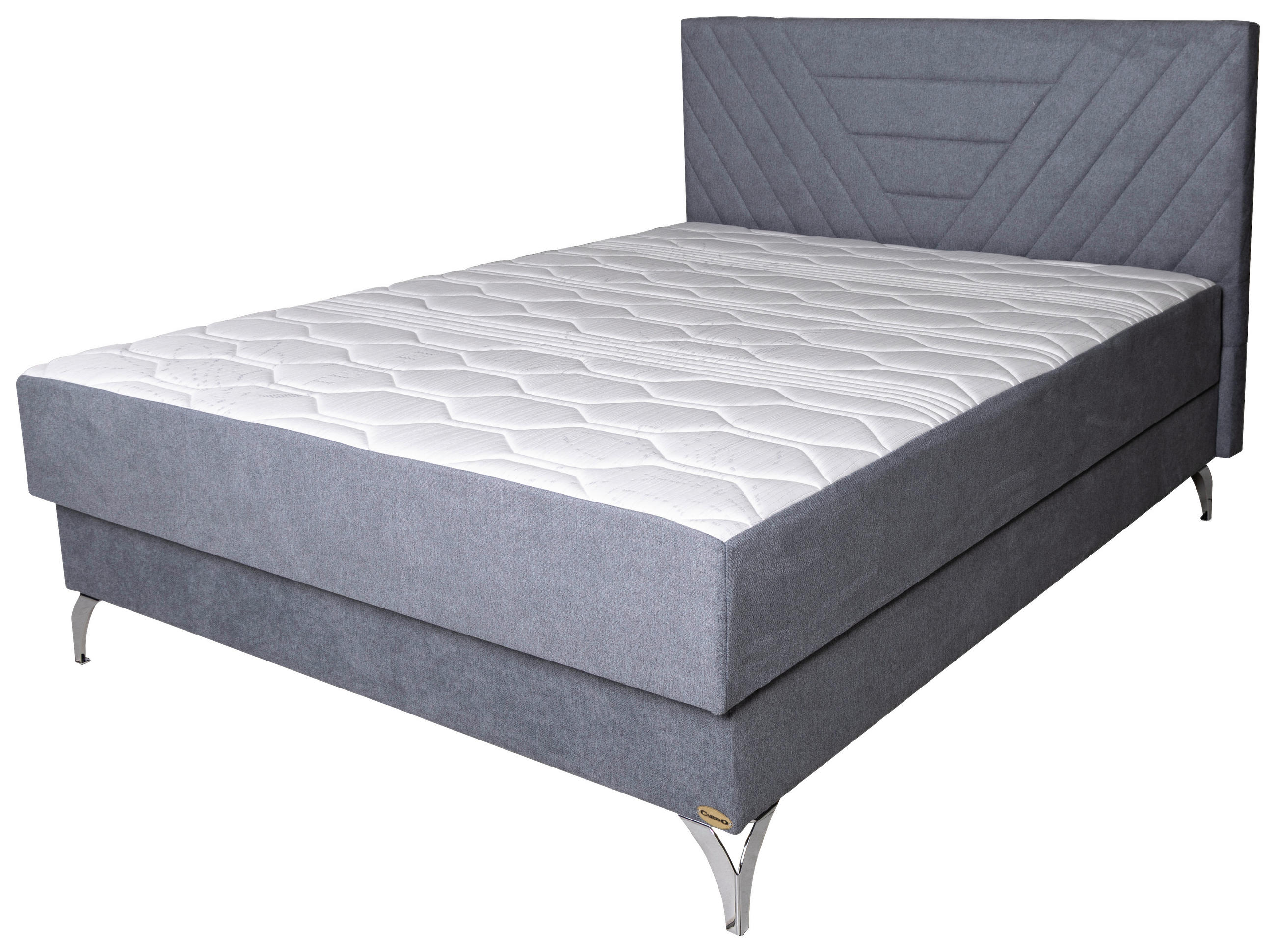 KÁRPITOZOTT ÁGY 160/200 cm  szürke  - ezüstszínű/szürke, Basics, textil/fém (160/200cm) - Cardo