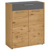 SCHUHSCHRANK Eiche, Balkeneiche furniert Grau, Eichefarben  - Eichefarben/Silberfarben, Design, Holz/Holzwerkstoff (86/103/37cm)