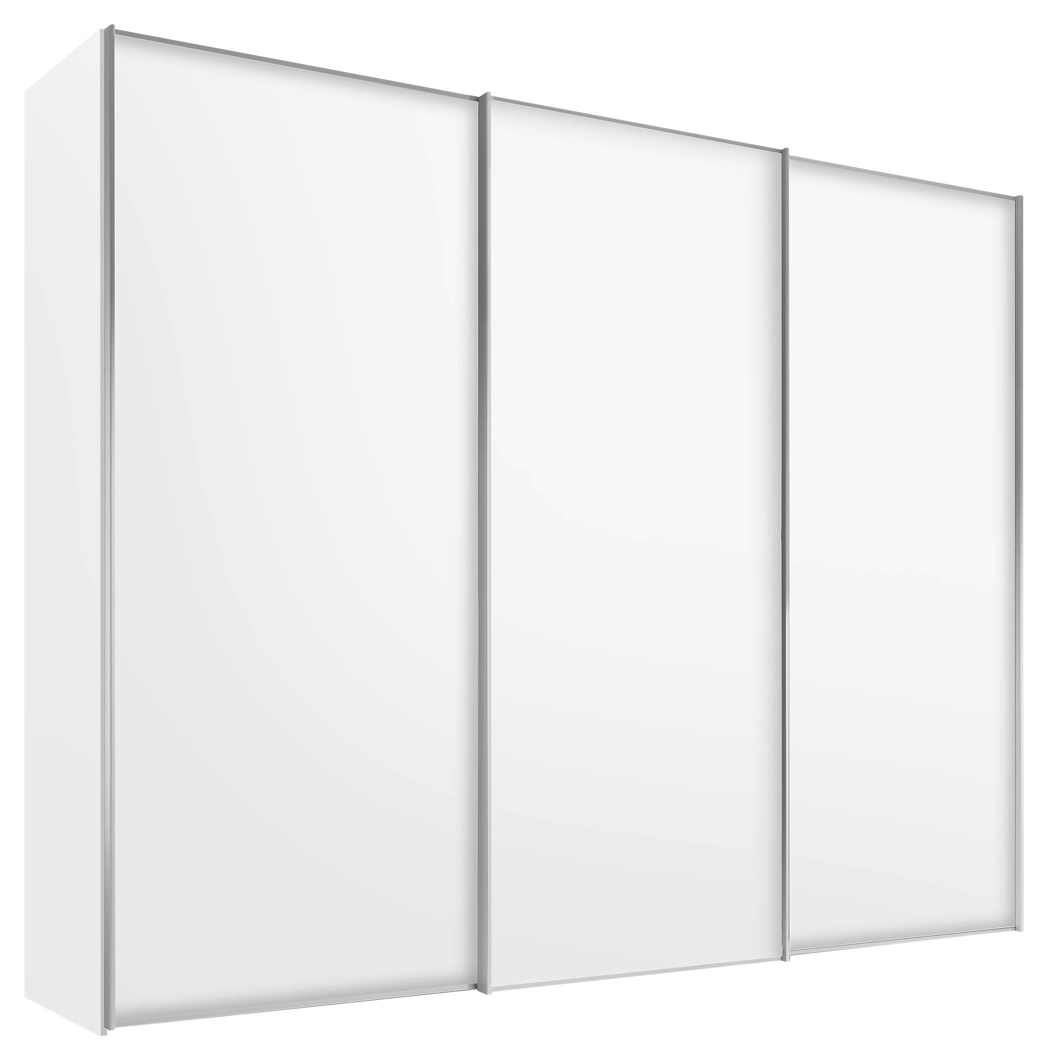 SCHWEBETÜRENSCHRANK  in Weiß  - Alufarben/Weiß, Design, Holzwerkstoff/Metall (298/222/68cm) - Moderano