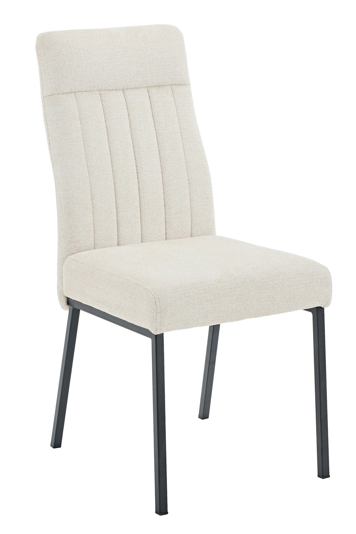 STUHL-SET 4 Stück  in Stahl Chenille  - Beige/Schwarz, MODERN, Textil/Metall (44/95/63,5cm) - MID.YOU