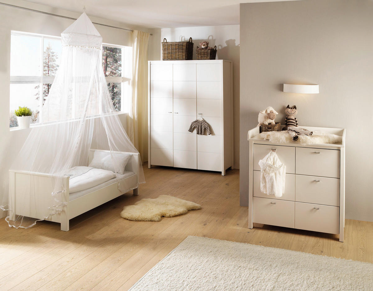 BABYKLEIDERSCHRANK Julija Weiß  - Alufarben/Weiß, Trend, Holzwerkstoff/Metall (135/188/55cm) - My Baby Lou