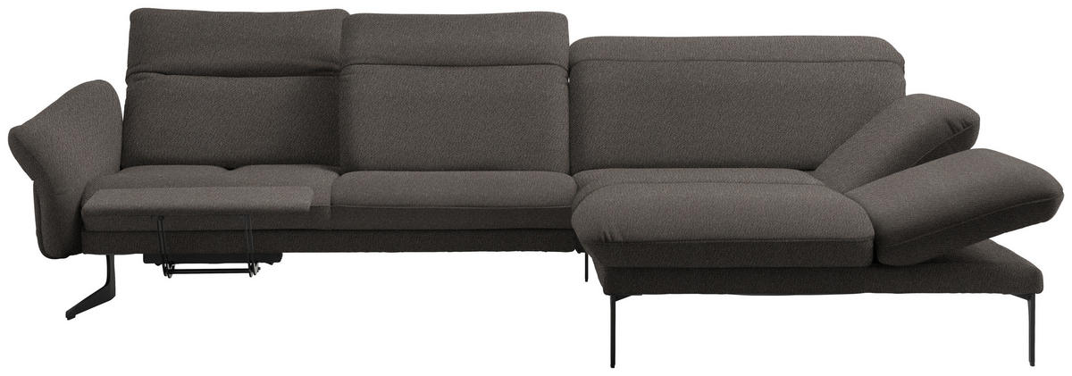 ECKSOFA in Webstoff Dunkelgrau  - Dunkelgrau/Anthrazit, Design, Textil/Metall (299/203cm) - Himolla