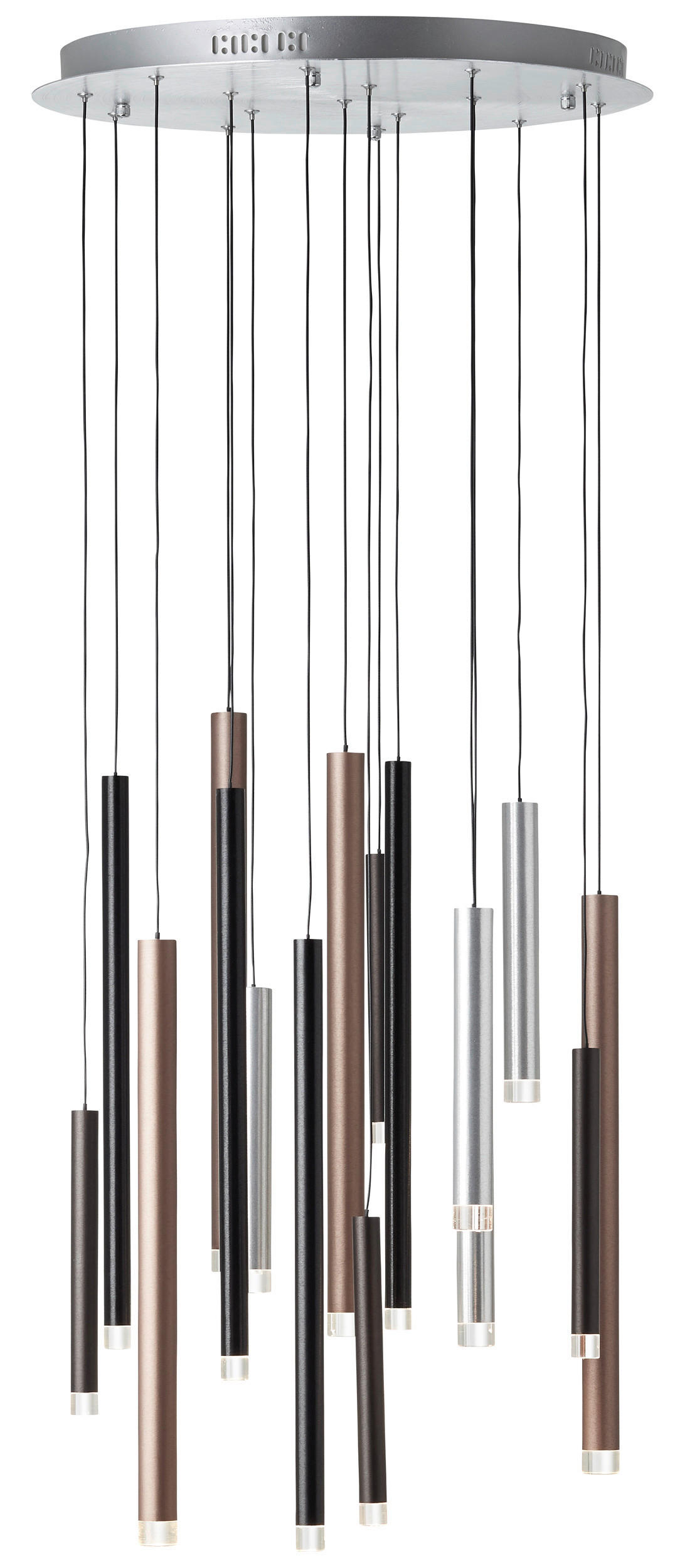 LED-HÄNGELEUCHTE 55,3/180 cm - Hellbraun/Silberfarben, Design, Kunststoff/Metall (55,3/180cm)
