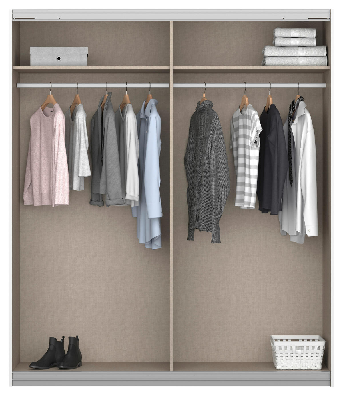 SCHWEBETÜRENSCHRANK in Weiss  - Weiss/Alufarben, Modern, Holzwerkstoff/Metall (181/210/62cm) - Rauch Möbel