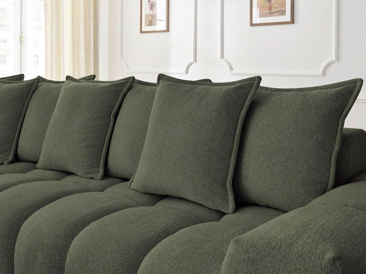 ECKSOFA Ottomane links  EVEREST Grün Flachgewebe  - Schwarz/Grün, MODERN, Kunststoff/Textil (210/352cm)