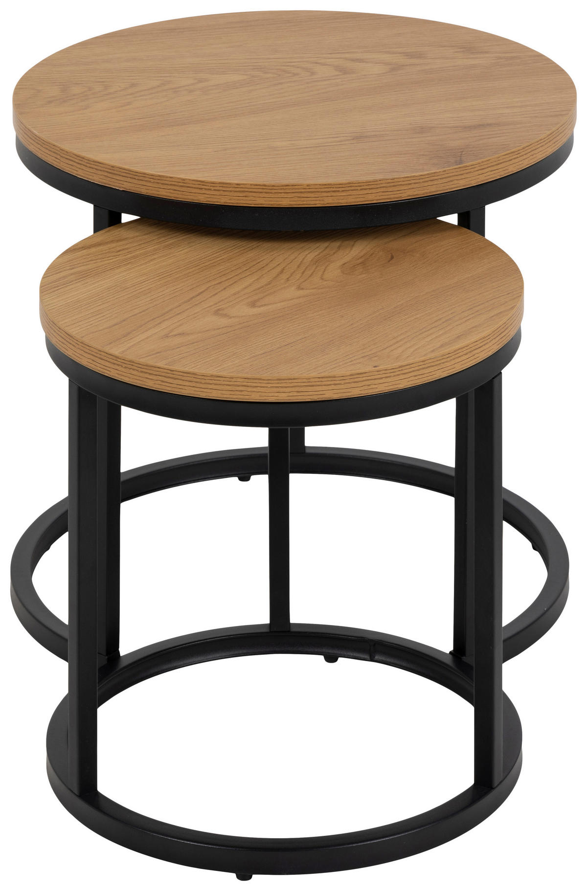 SADA STOLKŮ, černá, barvy dubu - černá/barvy dubu, Design, kov/kompozitní dřevo (35-45/35-45/35-40cm)