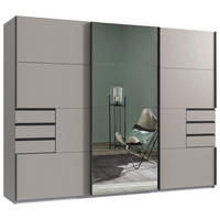 SCHWEBETÜRENSCHRANK in Graphitfarben, Sahara  - Schwarz/Graphitfarben, Design, Glas/Holzwerkstoff (270/208/64cm) - Carryhome