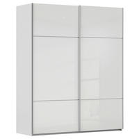 SCHWEBETÜRENSCHRANK in Grau, Weiss  - Weiss/Alufarben, Konventionell, Glas/Holzwerkstoff (201/223/67cm) - Novel