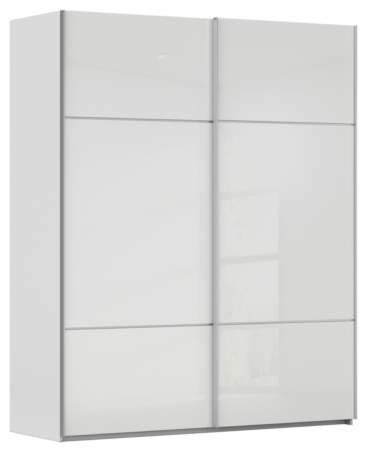 SCHWEBETÜRENSCHRANK in Grau, Weiss  - Weiss/Alufarben, Konventionell, Glas/Holzwerkstoff (201/223/67cm) - Novel