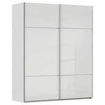 SCHWEBETÜRENSCHRANK  in Grau, Weiß  - Alufarben/Weiß, KONVENTIONELL, Glas/Holzwerkstoff (181/223/67cm) - Novel
