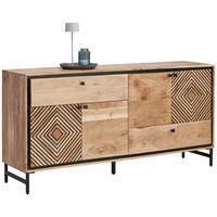 SIDEBOARD 175/85/42 cm Schwarz, Akaziefarben  175/85/42 cm  - Schwarz/Akaziefarben, Design, Holz/Metall (175/85/42cm) - Ambia Home