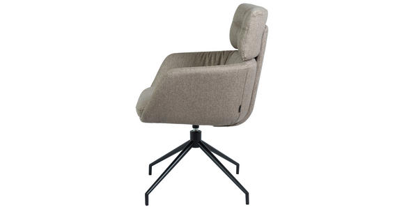 ARMLEHNSTUHL  Stoffauswahl, Sitzfläche 360° drehbar, automatische Rückholfunktion Webstoff  Grau, Schwarz  - Schwarz/Grau, Design, Textil/Metall (62/92/66cm) - Dieter Knoll