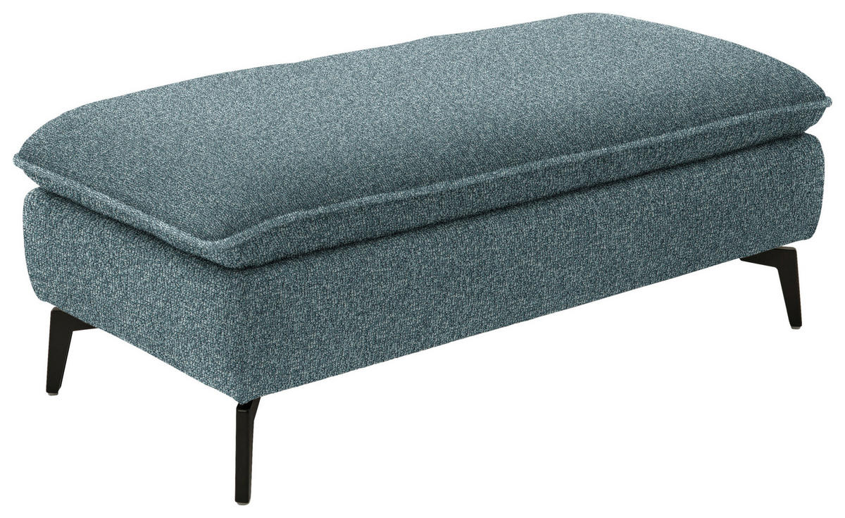 HOCKER in Textil Blaugrau  - Blaugrau/Schwarz, Design, Textil/Metall (130/46/65cm) - Valdera