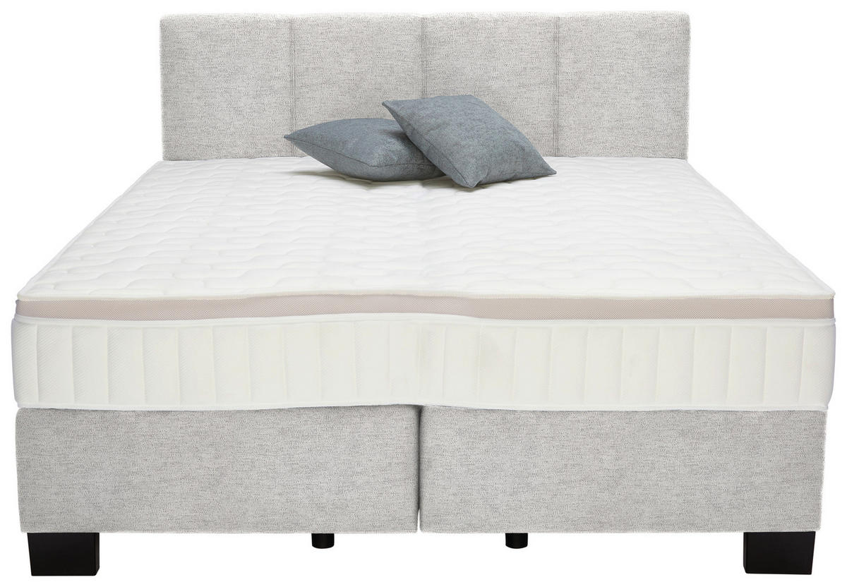 BOXSPRINGBETT 200/200 cm  in Hellgrau  - Hellgrau/Schwarz, Design, Kunststoff/Textil (200/200cm) - Hom`in