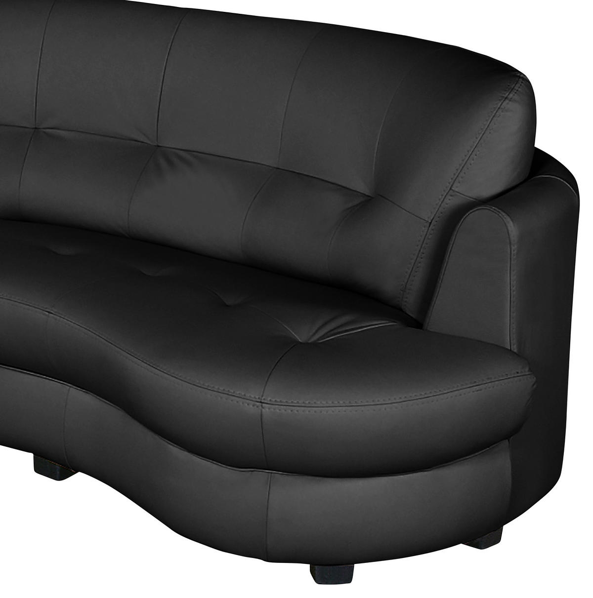 ECKSOFA Schwarz Echtleder Lederlook  - Schwarz, Design, Leder/Kunststoff (113/300cm) - Livetastic