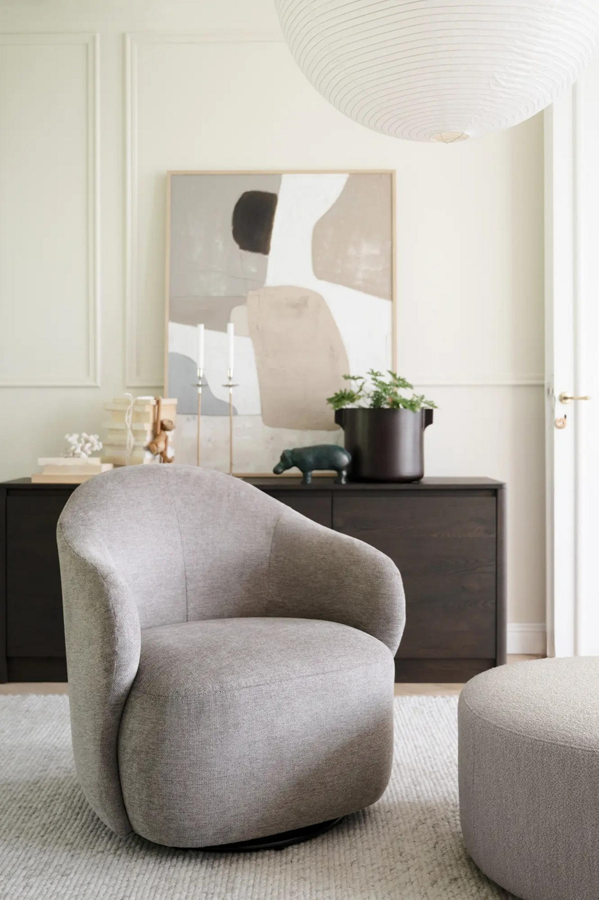 FÅTÖLJ i trä, metall, textil beige  - beige/svart, Klassisk, metall/trä (76/80/80cm) - Rowico