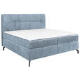 BOXSPRINGBETT 160/200 cm,  in Hellblau, Topper, H3 + H4 = fest + sehr fest  - Schwarz/Hellblau, Design, Textil/Metall (160/200cm) - Esposa