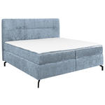 BOXSPRINGBETT 160/200 cm,  in Hellblau, Topper, H2 + H2 = mittel  - Schwarz/Hellblau, Design, Textil/Metall (160/200cm) - Esposa