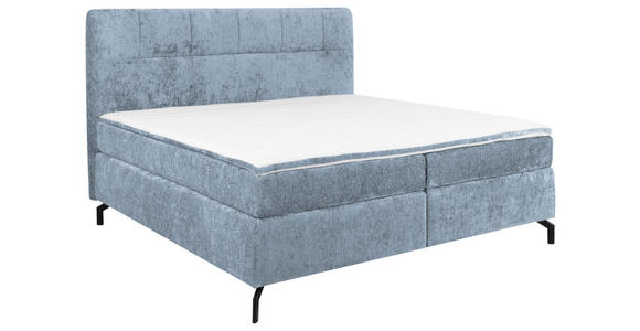 BOXSPRINGBETT 160/200 cm,  in Hellblau, Topper, H3 + H4 = fest + sehr fest  - Schwarz/Hellblau, Design, Textil/Metall (160/200cm) - Esposa