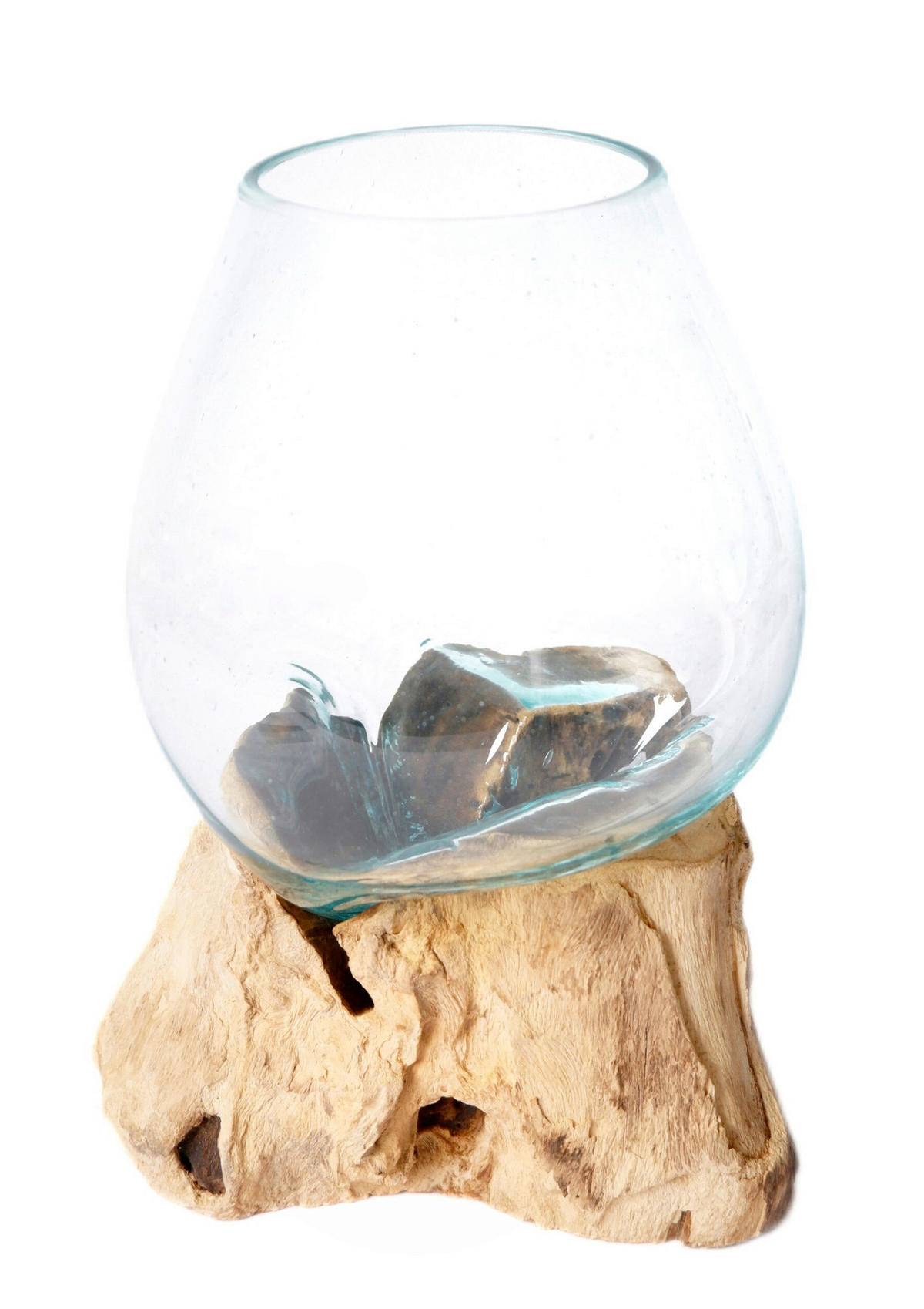 VAS 30 cm  - klar/brun, Natur, trä/glas (20/30cm) - Ambia Home