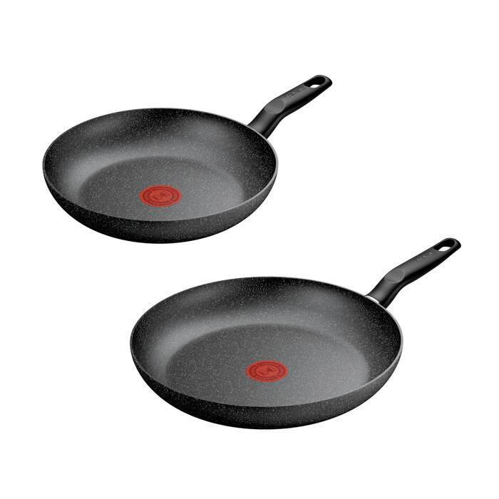 PFANNENSET Dark Essential Aluminium 2-teilig  - Schwarz, Basics, Metall (24 / 28cm) - Tefal
