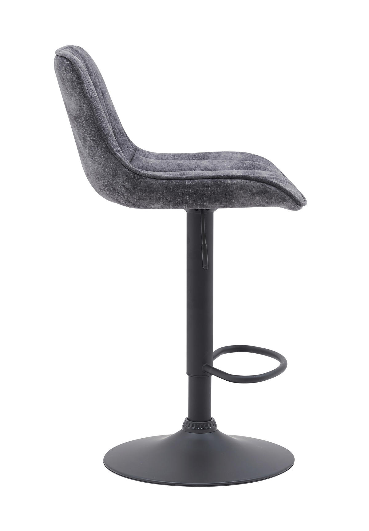 BARHOCKER-SET Samt, Mikrofaser Anthrazit Stahl erweiterbar, Sitzfläche 360° drehbar  - Anthrazit/Schwarz, MODERN, Textil/Metall (46/86-108/54cm) - MID.YOU