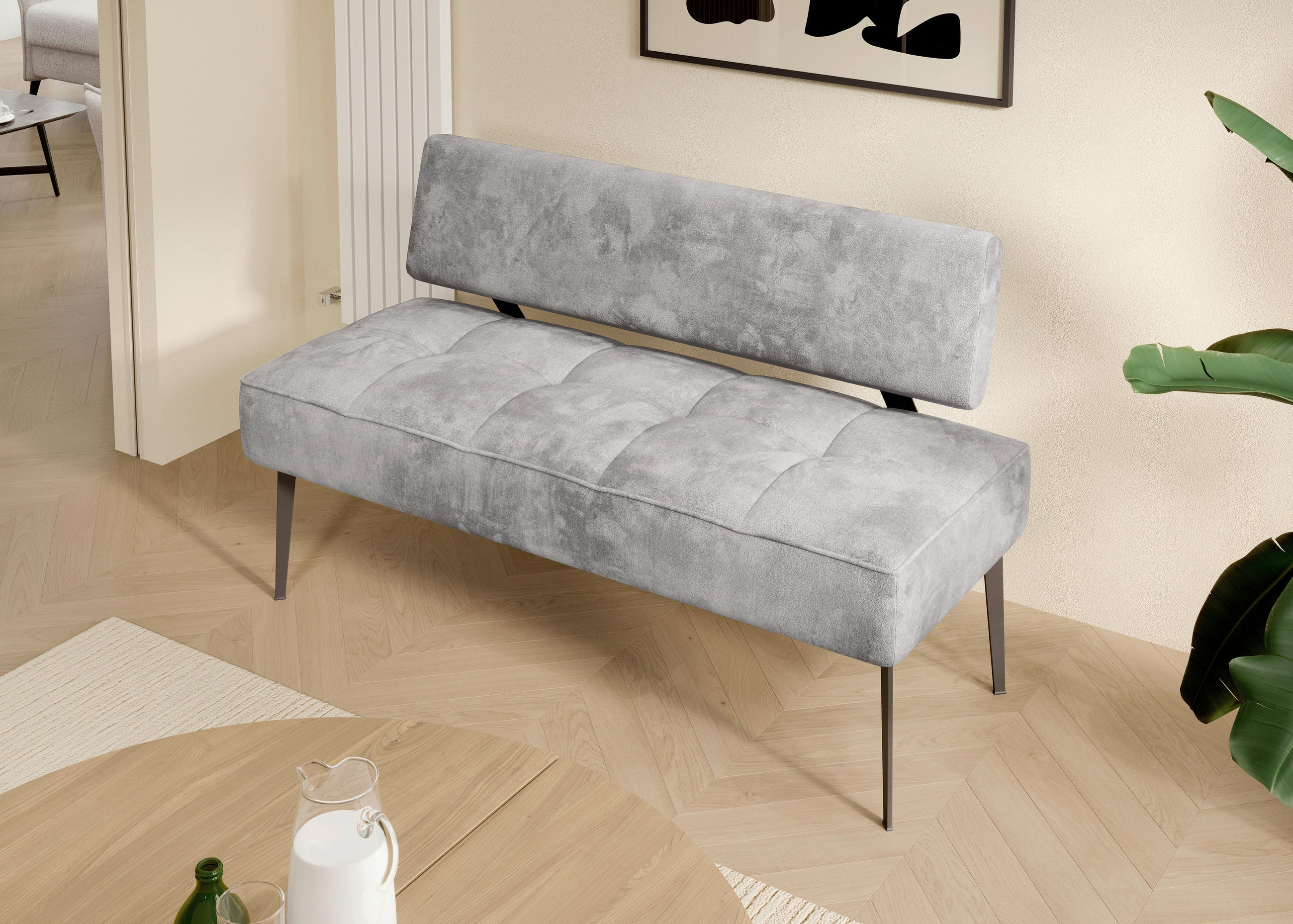 SITZBANK 162/90/65 cm Webstoff Olivgrün Metall  - Schwarz/Olivgrün, MODERN, Textil/Metall (162/90/65cm) - Welnova