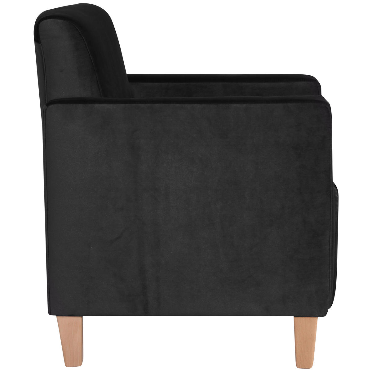 SESSEL Samt, Velours Schwarz    - Schwarz/Naturfarben, Design, Holz/Textil (71/81/70cm) - Max Winzer