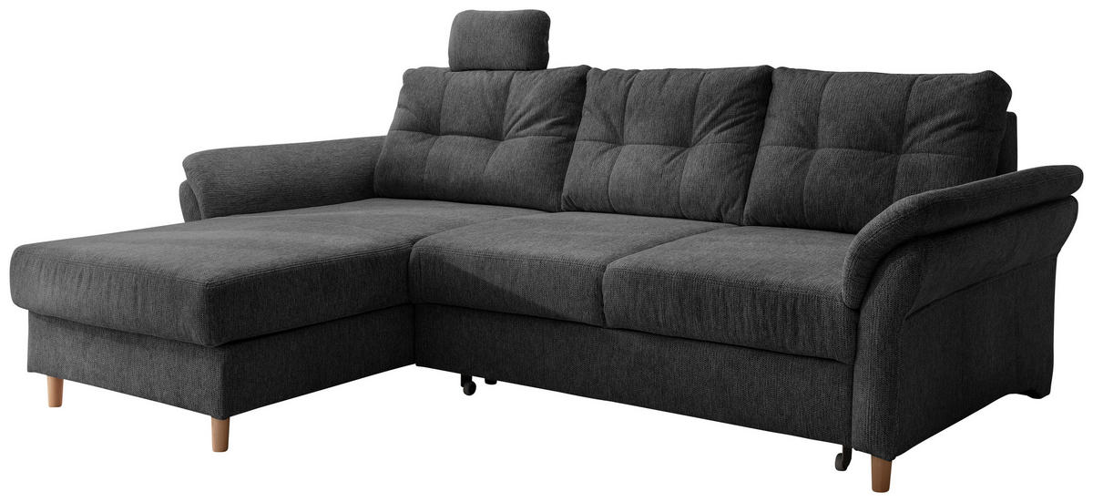 ECKSOFA in Chenille Anthrazit  - Anthrazit/Naturfarben, Modern, Holz/Textil (176/250cm) - Livetastic