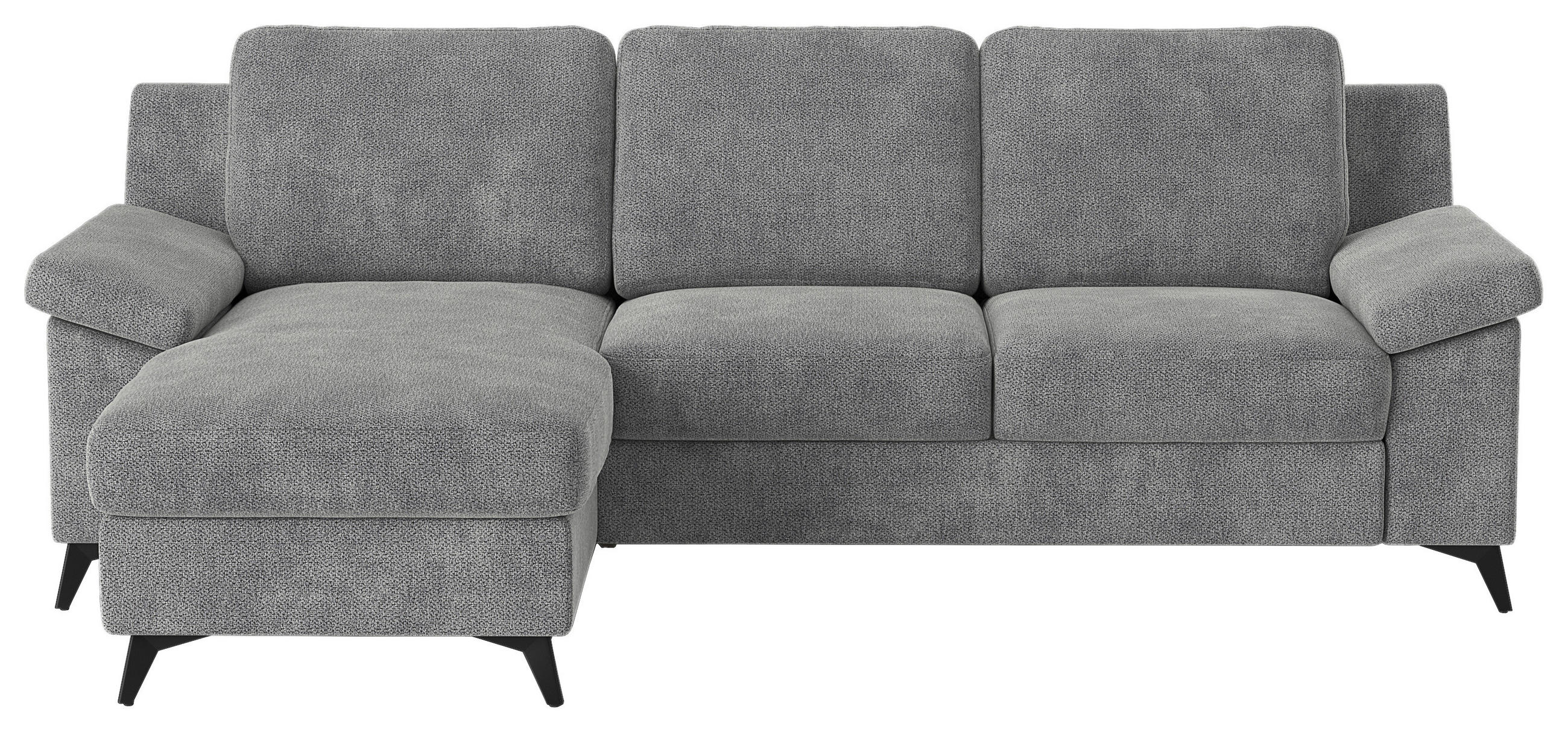 ECKSOFA Grau Chenille Bettkasten, Schlaffunktion, Rücken echt, Stauraum  - Schwarz/Grau, KONVENTIONELL, Textil/Metall (156/245cm) - Cotta
