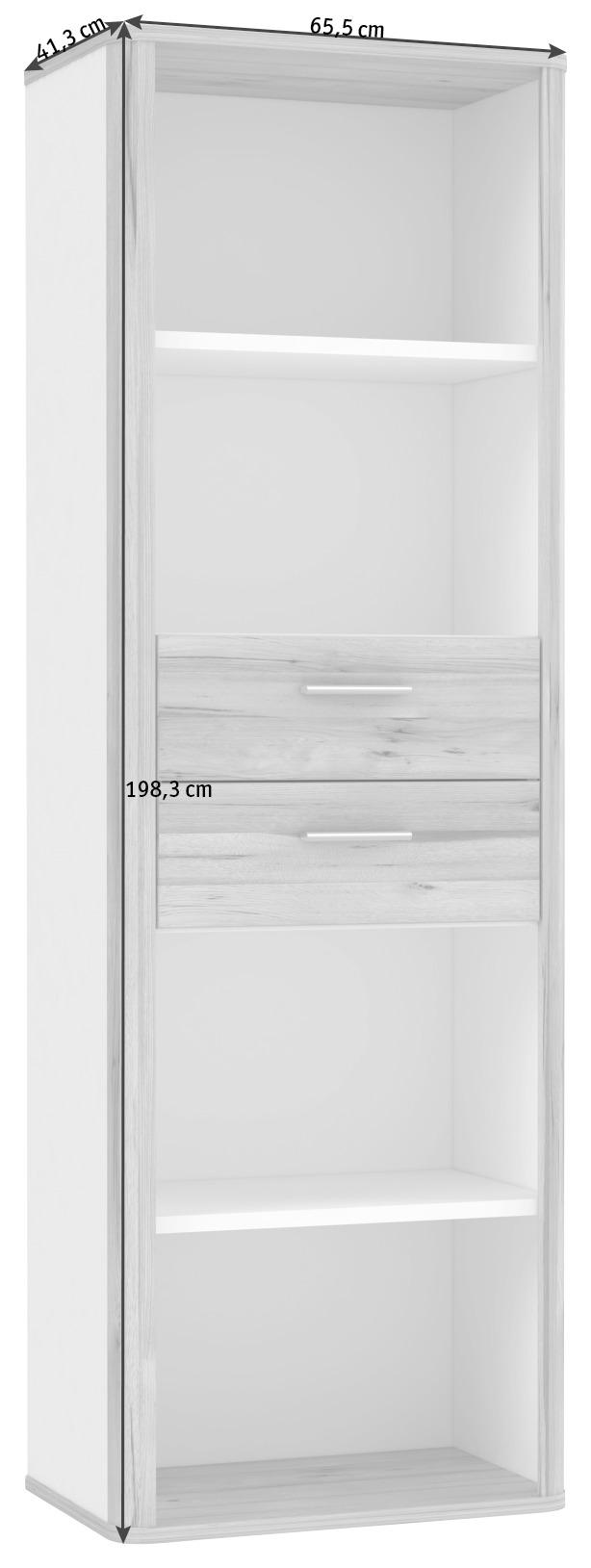 POLC 65,5/198,3/41,3 cm fehér, tölgyfa  - ezüst/fekete, Modern, műanyag/faalapú anyag (65,5/198,3/41,3cm) - Xora