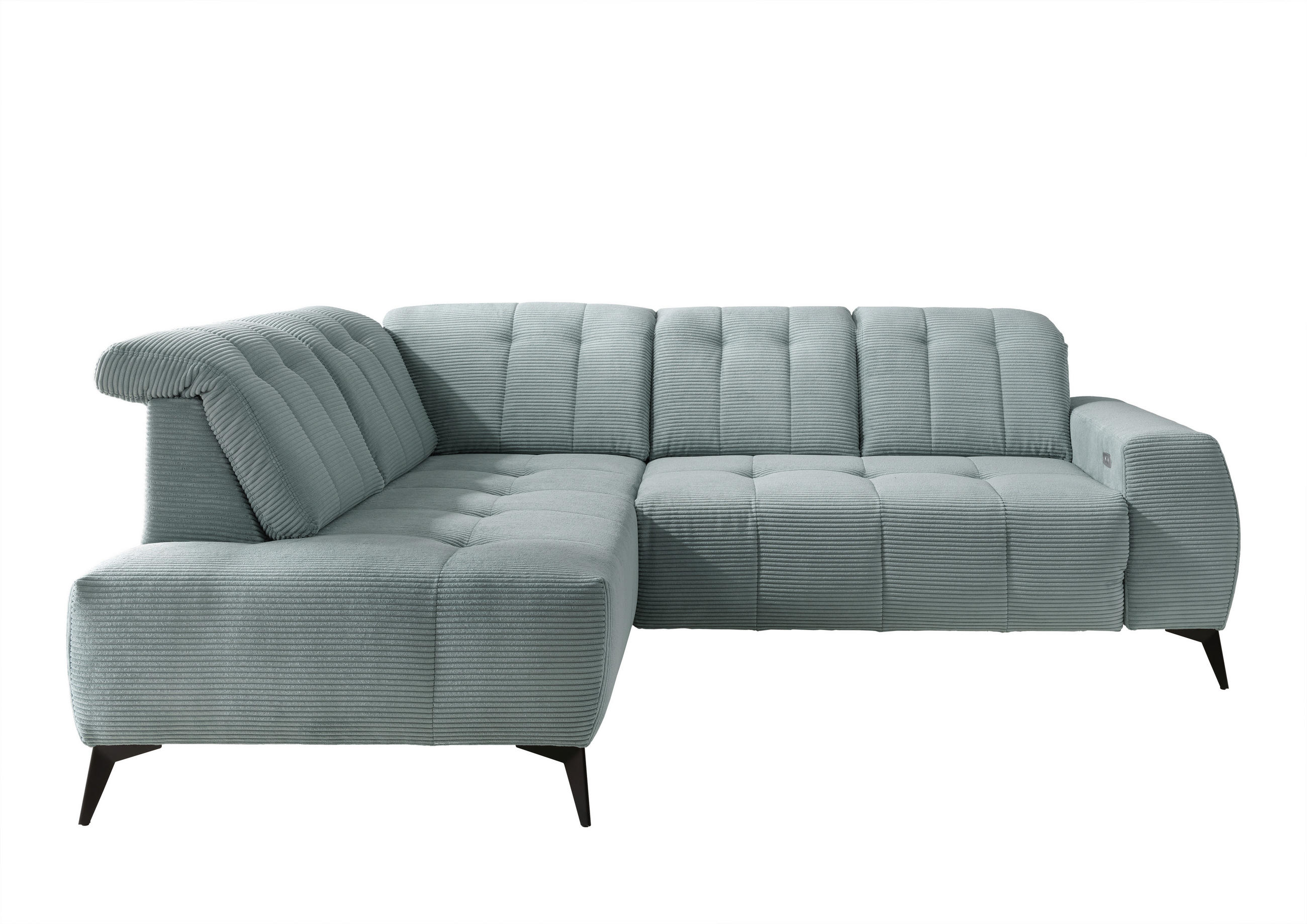 ECKSOFA in Cord Hellblau - Schwarz/Hellblau, Modern, Textil/Metall (200/261cm) - Livetastic