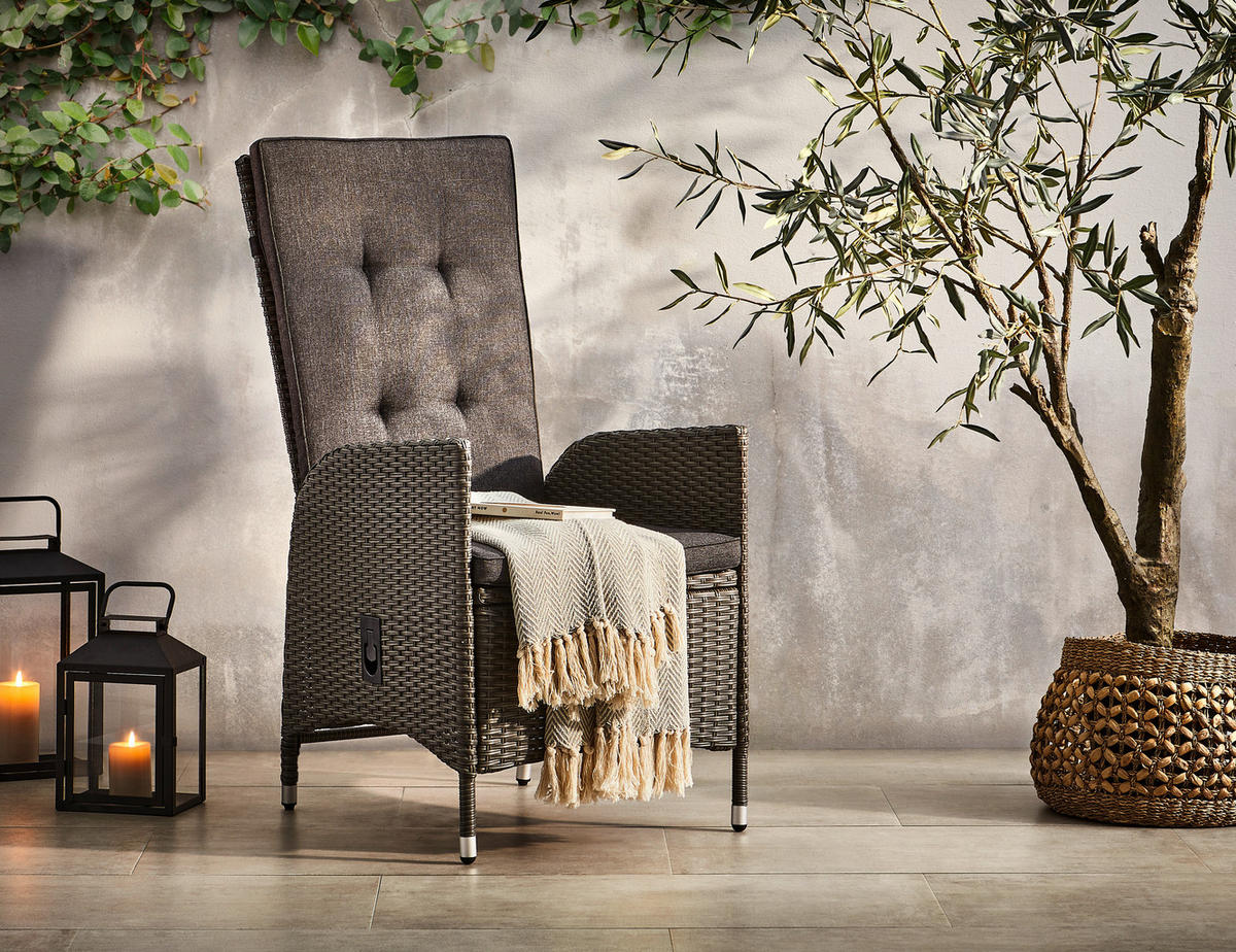 GARTENSESSEL Stahl Grau, Dunkelgrau  - Dunkelgrau/Grau, MODERN, Kunststoff/Textil (55/108/71cm) - Ambia Garden