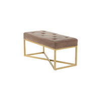 HOCKERBANK in Metall, Kunststoff, Textil, Holzwerkstoff Taupe, Goldfarben  - Taupe/Goldfarben, Basics, Holzwerkstoff/Kunststoff (90/40/40cm) - Kayoom