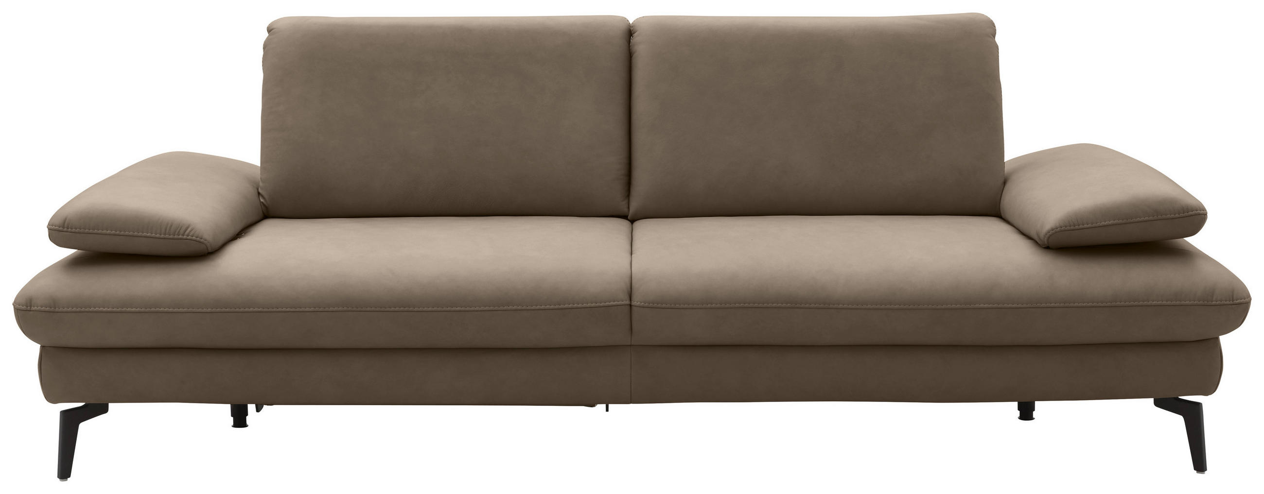 3-SITZER-SOFA Echtleder Graubraun  - Graubraun/Schwarz, Design, Leder/Metall (238/86/94cm) - Dieter Knoll