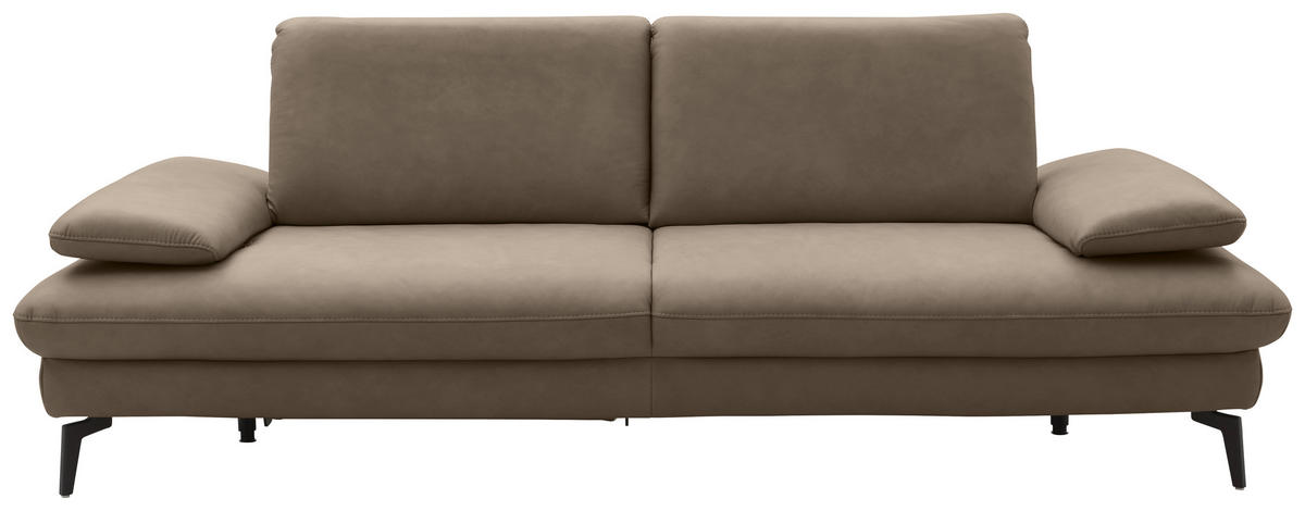 3-SITZER-SOFA in Echtleder Graubraun  - Graubraun/Schwarz, Design, Leder/Metall (238/86/94cm) - Dieter Knoll