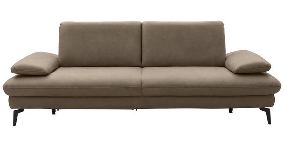 3-SITZER-SOFA Echtleder Graubraun  - Graubraun/Schwarz, Design, Leder/Metall (238/86/94cm) - Dieter Knoll