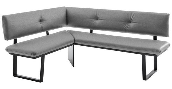 ECKBANK 150/190 cm in Schwarz, Hellgrau - Hellgrau/Schwarz, MODERN, Textil/Metall (150/190cm) - Cantus