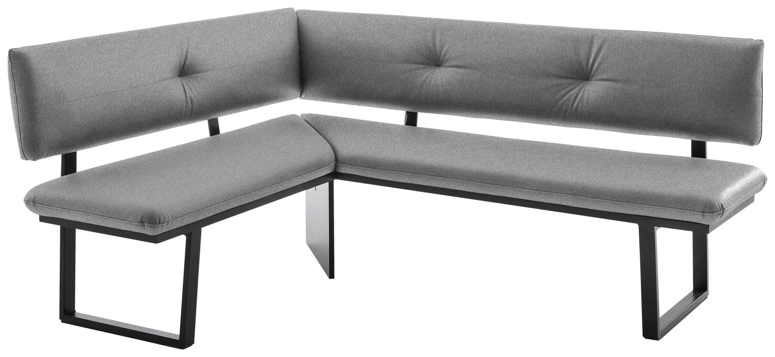 ECKBANK 150/190 cm  in Schwarz, Hellgrau  - Hellgrau/Schwarz, MODERN, Textil/Metall (150/190cm) - Cantus