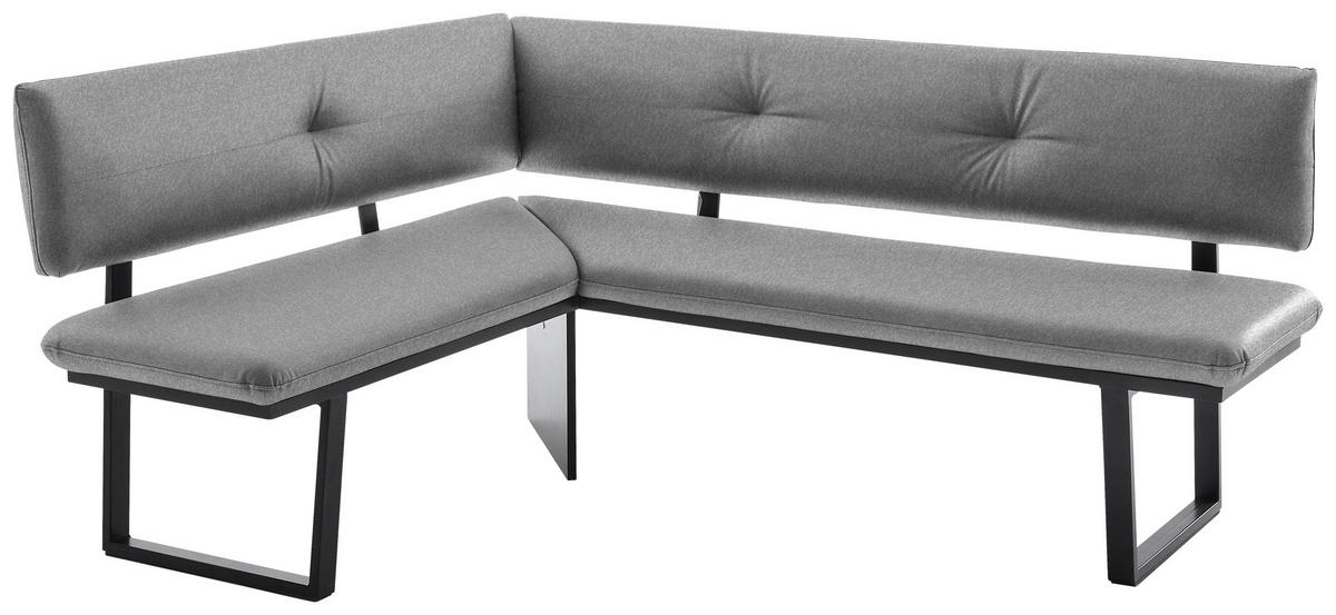 ECKBANK 150/190 cm  in Schwarz, Hellgrau  - Hellgrau/Schwarz, MODERN, Textil/Metall (150/190cm) - Cantus