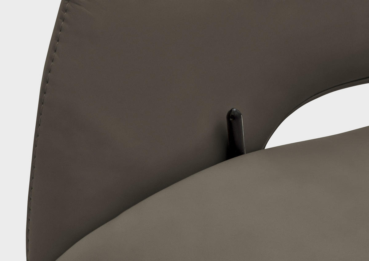 RELAXSESSEL in Leder Graubraun  - Graubraun/Schwarz, Design, Leder/Metall (83/116/87cm) - Valdera