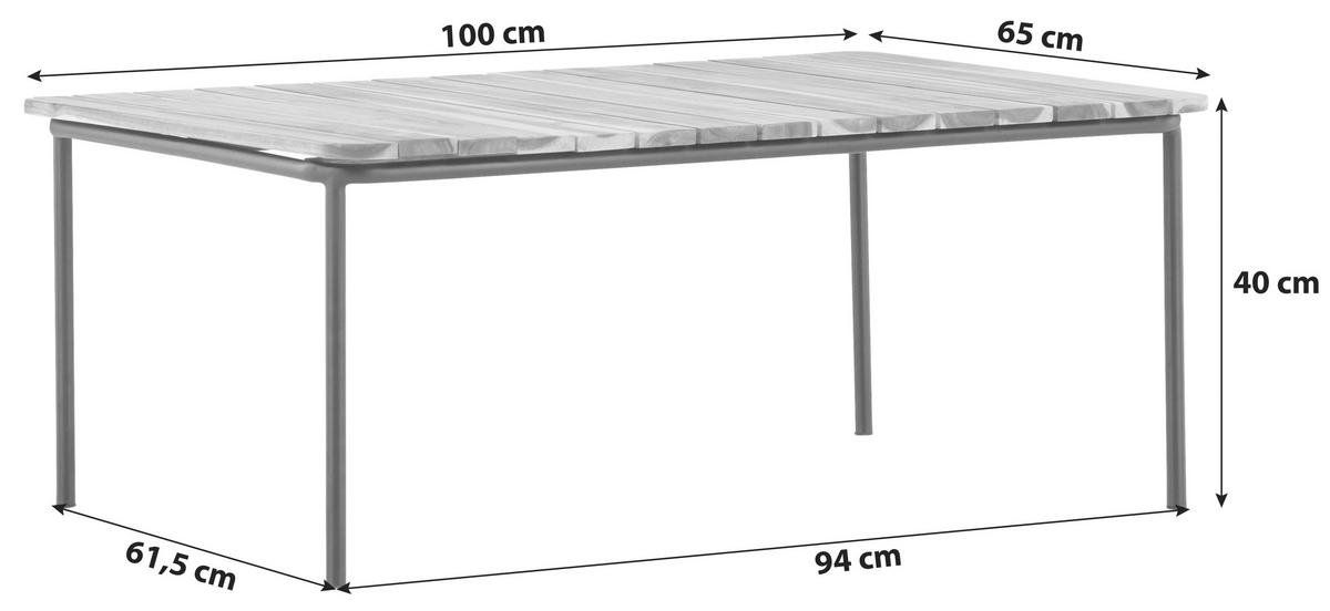 LOUNGETISCH 100/65/40 cm Holz, Metall  - Naturfarben, KONVENTIONELL, Holz/Metall (100/65/40cm) - Gardenson