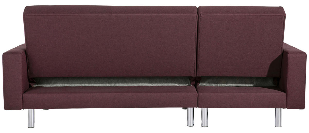 ECKSCHLAFSOFA inkl. Hocker in Dunkelrot Textil   - Chromfarben/Dunkelrot, Konventionell, Textil/Metall (152/230cm) - Max Winzer