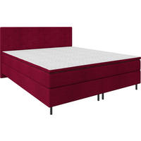 BOXSPRINGBETT 180/200 cm,  in Rot, Matratze, Topper, H2 + H2 = mittel  - Rot/Schwarz, KONVENTIONELL, Textil/Metall (180/200cm) - Chameo