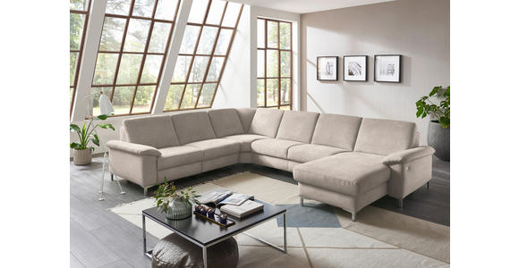 WOHNLANDSCHAFT in Chenille Hellbraun  - Hellbraun/Alufarben, Design, Textil/Metall (265/333/170cm) - Dieter Knoll